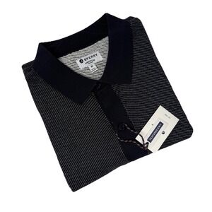 Sperry Men's Textured Knit Short Sleeve Button-Down Shirt Navy Blue NWT Medium